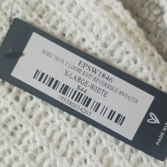 Lulu's White Born To Fly Knit Sweater Size XL - Picture 7 of 9